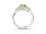 Platinum Three-Stone Fancy Yellow Princess Cut Diamond Ring with Pear  Side Stones in Four-Prong Setting_15
