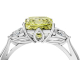 Platinum Three-Stone Fancy Yellow Princess Cut Diamond Ring with Pear  Side Stones in Four-Prong Setting_16