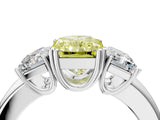 Platinum Three-Stone Fancy Yellow Radiant Cut Cut Diamond Ring with Channel Set Band and Four-Prong Setting_41