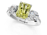 Platinum Three-Stone Fancy Yellow Radiant Cut Diamond Channel Set Engagement Ring with Prong Setting_19