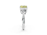 Platinum Three-Stone Fancy Yellow Radiant Cut Diamond Channel Set Engagement Ring with Prong Setting_20
