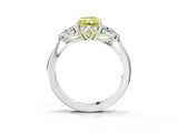 Platinum Three-Stone Fancy Yellow Radiant Cut Diamond Ring with Pear  Side Stones in Four-Prong Setting_15