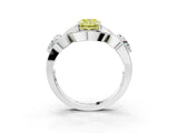 Platinum Three-Stone Fancy Yellow Radiant Cut Diamond Wave Pave Band with Prong Setting_33