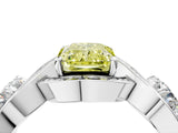 Platinum Three-Stone Fancy Yellow Radiant Cut Diamond Wave Pave Band with Prong Setting_34