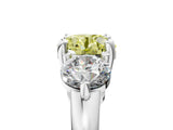 Platinum Three-Stone Fancy Yellow Round  Brilliant Cut Solitaire Ring with Prong Setting on a Classic Band 5