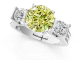 Platinum Three-Stone Fancy Yellow Round Cut Cut Classic Band Prong Setting Ring_7