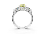 Platinum Three-Stone Fancy Yellow Round Cut Cut Milgrain Band Prong Setting Ring_9