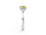 Platinum Three-Stone Fancy Yellow Round Cut Diamond Ring with Pear  Side Stones in Four-Prong Setting_14