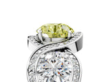 Platinum Three-Stone Fancy Yellow Round Cut Diamond Wave Pave Band with Prong Setting_11