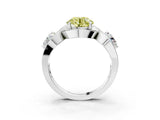 Platinum Three-Stone Fancy Yellow Round Cut Diamond Wave Pave Band with Prong Setting_9