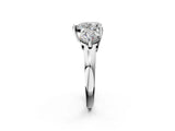 Platinum Three-Stone Heart Brilliant Cut Solitaire Ring with Prong Setting on a Classic Band 4