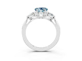 Platinum Three-Stone Heart Cut Aquamarine Ring with Pear  Side Stones in Four-Prong Setting_57