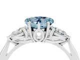 Platinum Three-Stone Heart Cut Aquamarine Ring with Pear  Side Stones in Four-Prong Setting_58