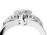 Platinum Three-Stone Heart Cut Cut Diamond Ring with Trillion Side Stones on a Split Shank Band_29