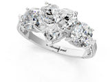Platinum Three-Stone Heart Cut Cut Milgrain Band Prong Setting Ring_38