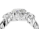 Platinum Three-Stone Heart Cut Cut Milgrain Pavé Engagement Ring_11