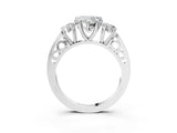 Platinum Three-Stone Heart Cut Diamond Cathedral Engagement Ring with Prong Setting_17