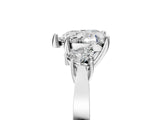 Platinum Three-Stone Heart Cut Diamond Cathedral Engagement Ring with Prong Setting_19