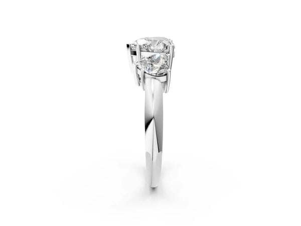 Platinum Heart-Shaped Three Stone Engagement Ring Setting
