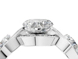 Platinum Three-Stone Heart Cut Diamond Wave Pave Band with Prong Setting_23