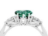 Platinum Three-Stone Heart Cut Green Sapphire Ring with Pear  Side Stones in Four-Prong Setting_58