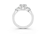 Platinum Three-Stone Heart Cut Moissanite Ring with Pear  Side Stones in Four-Prong Setting_57