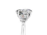 Platinum Three-Stone Heart Cut Moissanite Ring with Pear  Side Stones in Four-Prong Setting_59