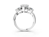Platinum Three-Stone Heart Diamond Channel Set Engagement Ring with Prong Setting_6