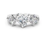 Platinum Three-Stone Heart and Princess Cut Diamond Ring with Channel Band and Four-Prong Setting_40