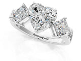 Platinum Three-Stone Heart and Princess Cut Diamond Ring with Channel Band and Four-Prong Setting_41