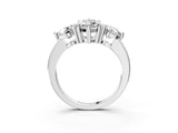 Platinum Three-Stone Marquise Brilliant Cut Solitaire Ring with Prong Setting on a Classic Band 3