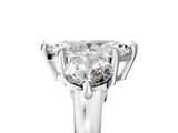 Platinum Three-Stone Marquise Brilliant Cut Solitaire Ring with Prong Setting on a Classic Band 5