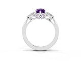 Platinum Three-Stone Marquise Cut Amethyst Ring with Pear  Side Stones in Four-Prong Setting_57