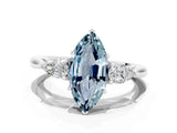 Platinum Three-Stone Marquise Cut Aquamarine Ring with Pear  Side Stones in Four-Prong Setting_54