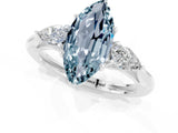 Platinum Three-Stone Marquise Cut Aquamarine Ring with Pear  Side Stones in Four-Prong Setting_55