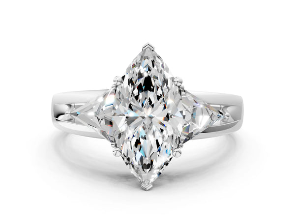 Platinum Marquise Trillion Three Stone Engagement Ring Setting
