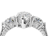 Platinum Three-Stone Marquise Cut Cut Milgrain Band Prong Setting Ring_17
