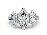 Platinum Three-Stone Marquise Cut Cut Milgrain Pavé Engagement Ring_7