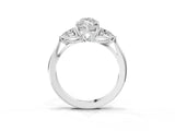 Platinum Three-Stone Marquise Cut Diamond Ring with Pear  Side Stones in Four-Prong Setting_19
