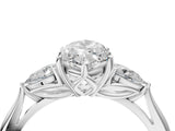 Platinum Three-Stone Marquise Cut Diamond Ring with Pear  Side Stones in Four-Prong Setting_20