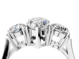 Platinum Three-Stone Marquise Cut Diamond Ring with Round Accent Stones, Prong Setting, and Classic Band_7
