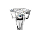 Platinum Three-Stone Marquise Cut Diamond Ring with Round Accent Stones, Prong Setting, and Classic Band_8
