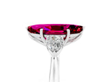Platinum Three-Stone Marquise Cut Garnet Ring with Pear  Side Stones in Four-Prong Setting_59