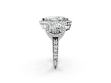 Platinum Three-Stone Marquise Cut Halo Diamond Milgrain Band with Four-Prong Setting_9