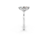 Platinum Three-Stone Marquise Cut Moissanite Ring with Pear  Side Stones in Four-Prong Setting_56