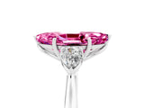 Platinum Three-Stone Marquise Cut Pink Sapphire Ring with Pear  Side Stones in Four-Prong Setting_59