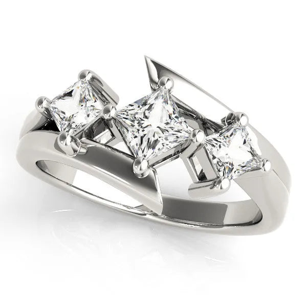 Platinum Three-Stone Marquise Cut Tension Band Ring with Four-Prong Setting