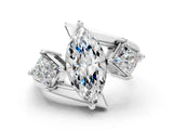 Platinum Three-Stone Marquise Cut Tension Band Ring with Four-Prong Setting_20