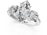 Platinum Three-Stone Marquise Diamond Channel Set Engagement Ring with Prong Setting_4