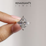 Platinum Three-Stone Marquise Diamond Ring with Pear Side Stones in Four-Prong Setting_147